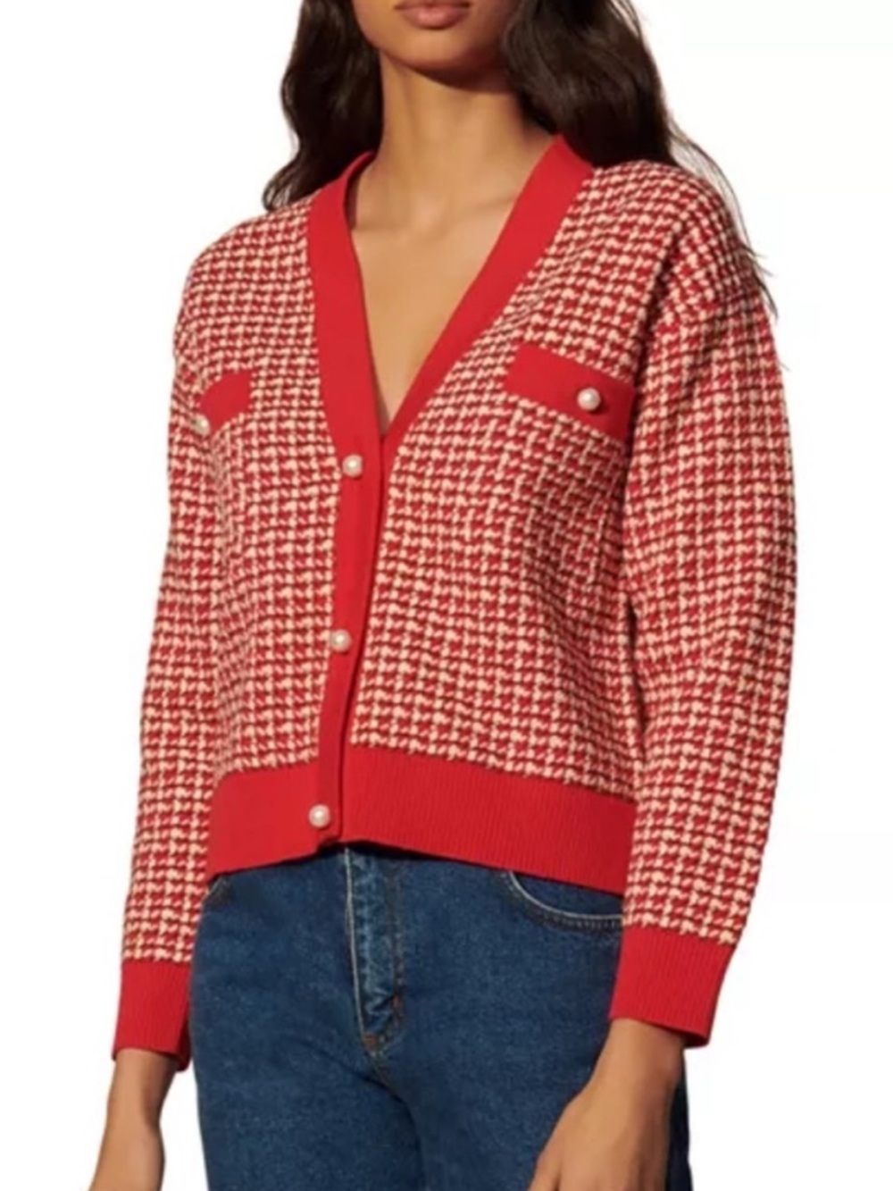 Sandro The Brandy Tweed Cardigan w/Pearl Buttons Size 3/L